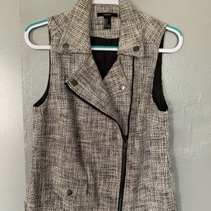 Tweed moto vest
